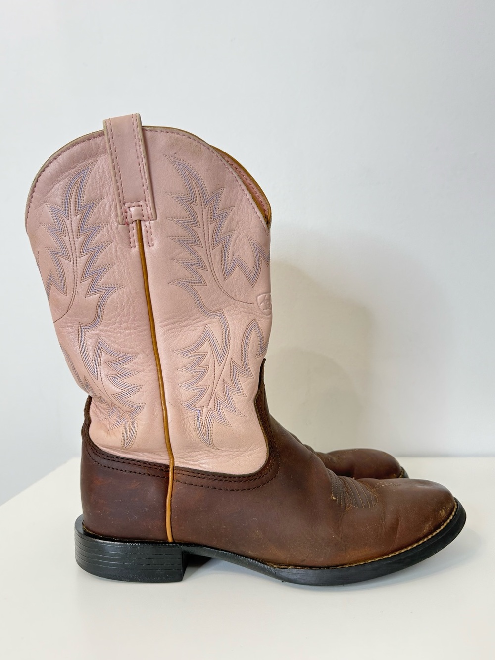 Ariat Heritage Stockman Cowboy Western Boot Brown Pink Leather Women's Size 8
